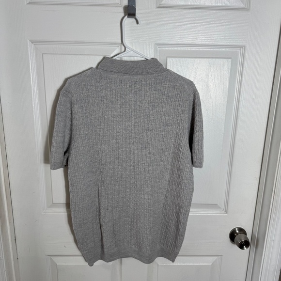 Christian Lacroix Gray Merino Wool Polo Sweater LG Knit Short Sleeve Designer - Picture 6 of 7